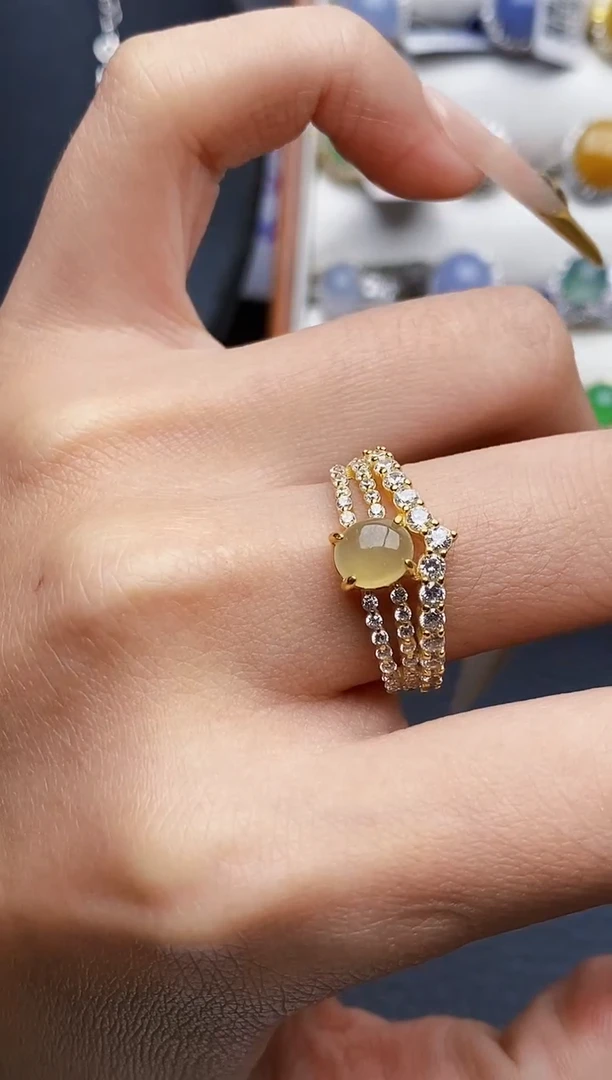 银S925镶嵌戒指翡翠0129