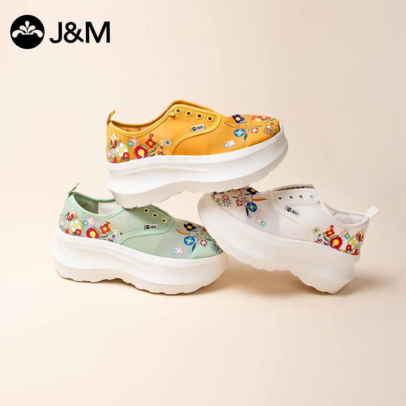 J&M/快乐玛丽【厚底6cm】夏季网面透气一脚蹬减龄女鞋时尚款78605W