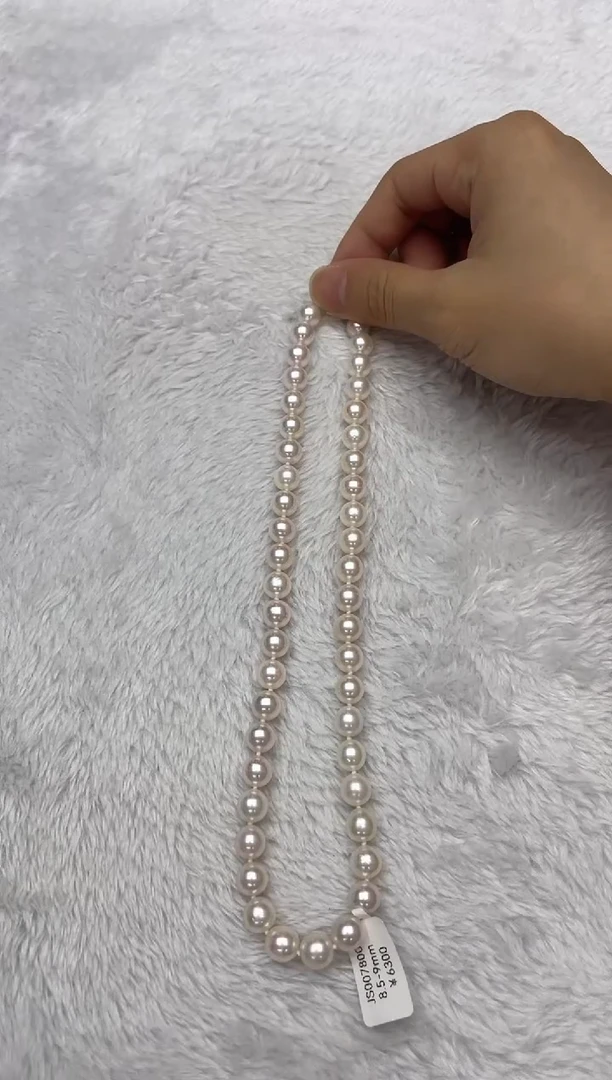 海水珍珠银S925镶嵌项链AK8.5-9mm