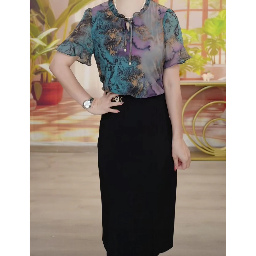 X0554  夏季气质女显瘦收腰遮肉时尚修身假两件百搭