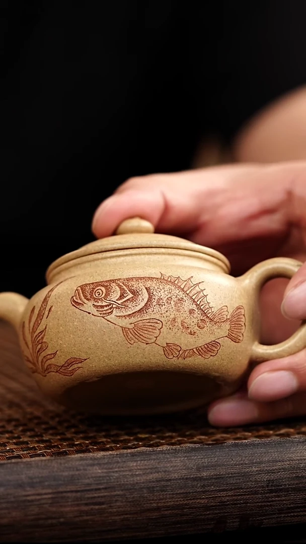 紫砂茶案宜兴悦茗壶紫砂  蟹壳青