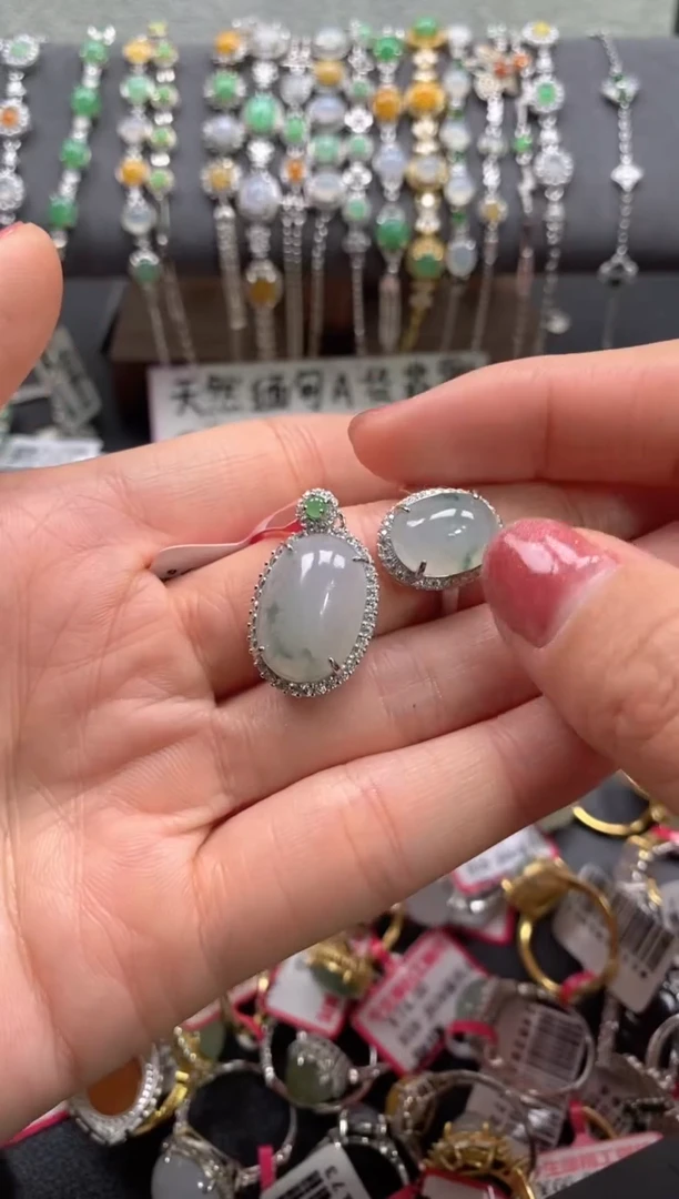 【闪购商品】翡翠戒指银S925镶嵌222222     2