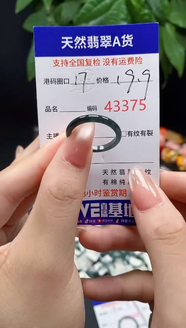 翡翠戒指未镶嵌 天然翡翠戒圈3375