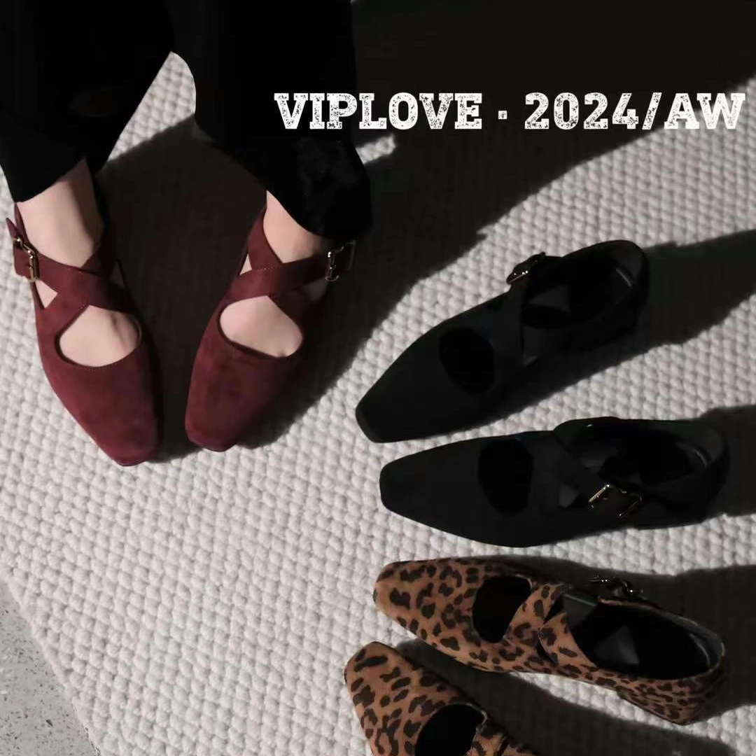 懿袋xyy欧货秋季新款交叉带芭蕾舞鞋女舒适平底尖头单