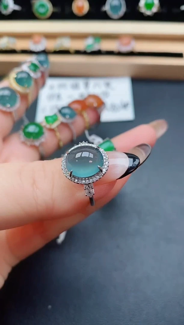 银S925镶嵌戒指翡翠689