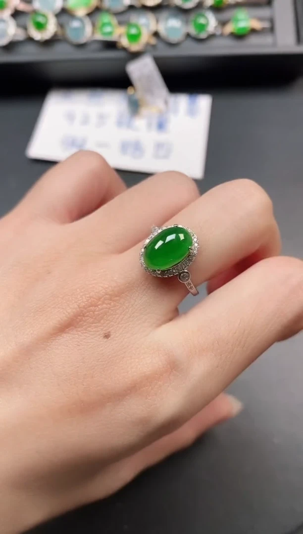 银S925镶嵌戒指翡翠11
