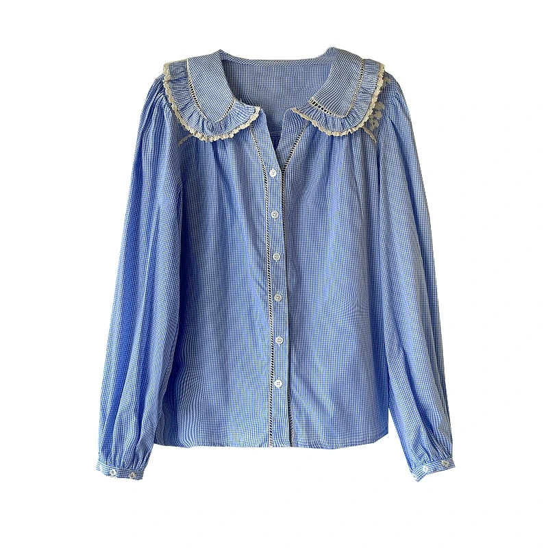 森系娃娃领长袖衬衫上衣秋季甜美少女穿搭减龄衬衣3021
