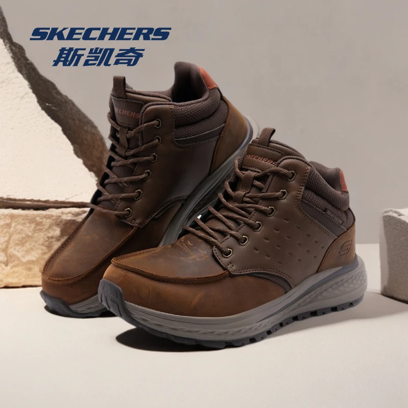 Skechers斯凯奇男鞋2025秋季新款休闲高帮鞋男厚底防滑户外工装鞋