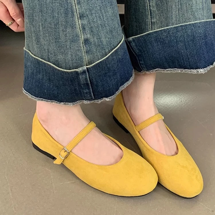 【轻奢爆款】平底百搭小红色单鞋仙女2025春孕妇防滑法式玛丽珍女鞋