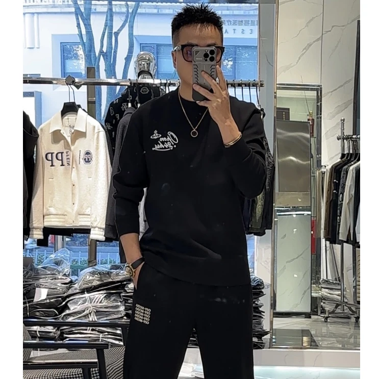 【发现者】2024新款欧货高品轻奢长袖卫衣时尚潮套头针织衫8130