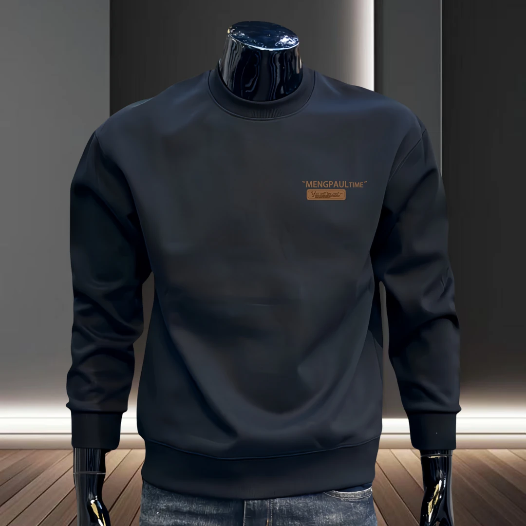 美式潮牌圆领套头卫衣男士秋冬新款时尚潮流印花长袖休闲打底上衣