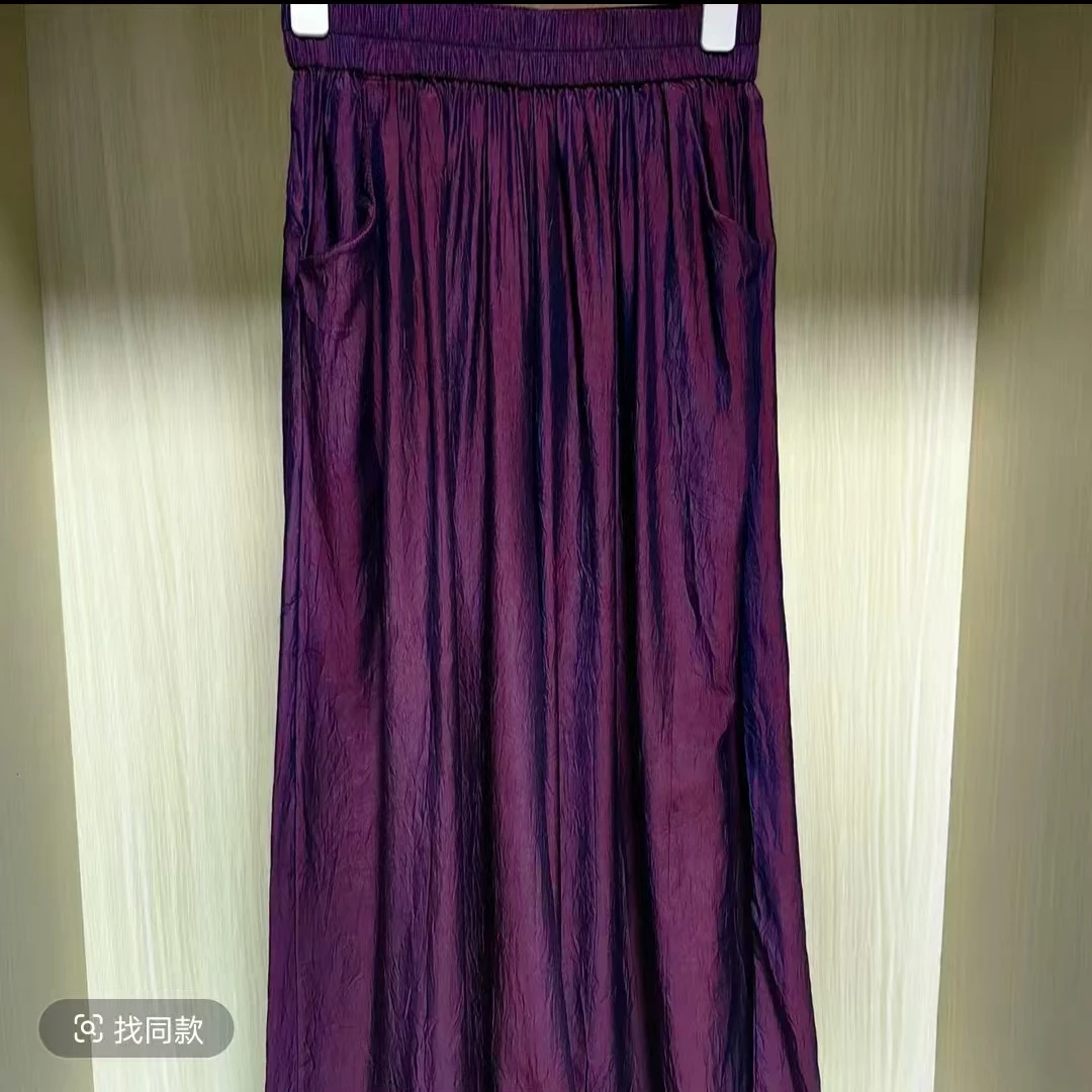 【溢彩】气质新款百搭高级感流光纱宽松阔腿裤褶皱裙裤317