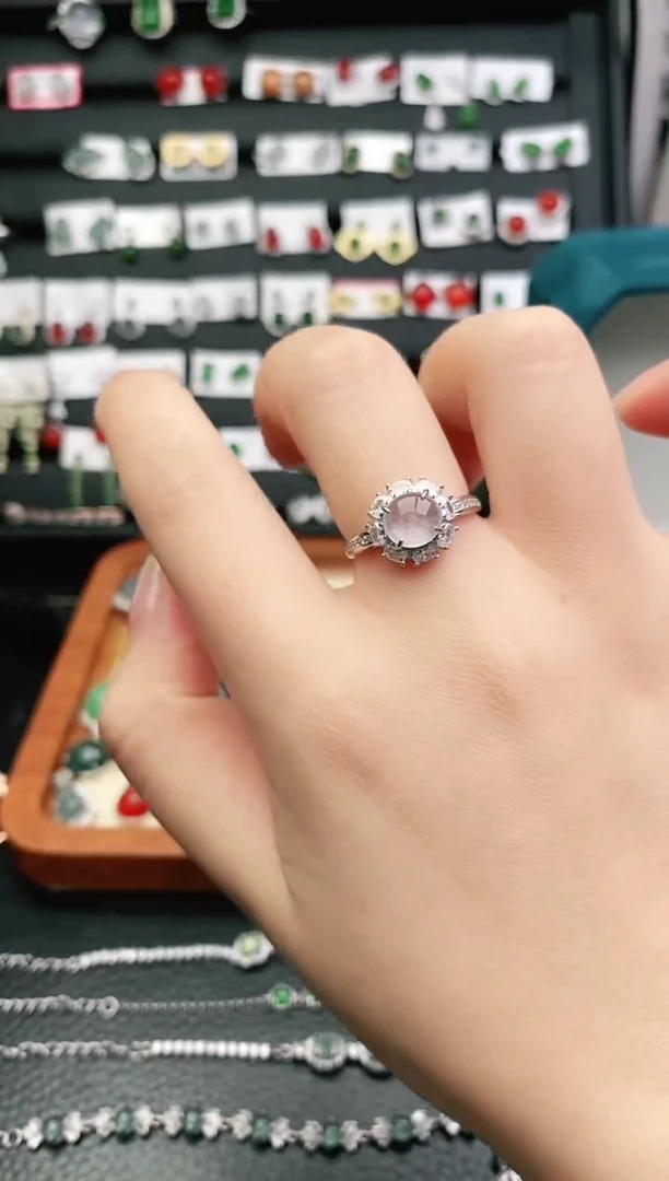 翡翠戒指银S925镶嵌戒指