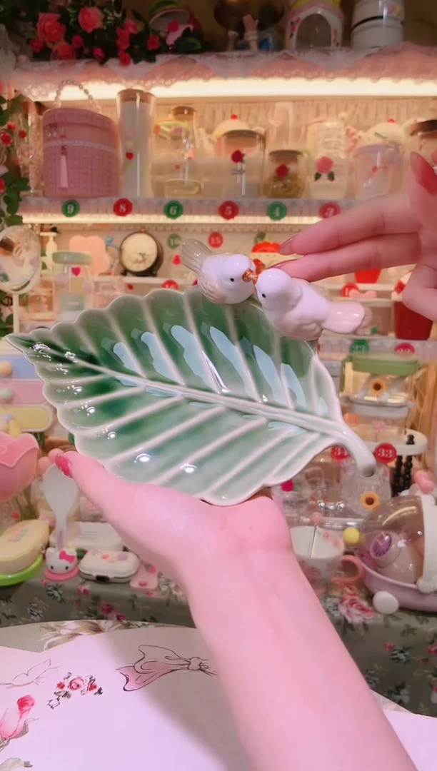 家居好物树叶甜品盘绿色~品质好发货快放心拍！