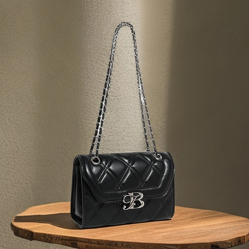 新款路易彼岸高级质感链条单肩包斜挎包9988黑色