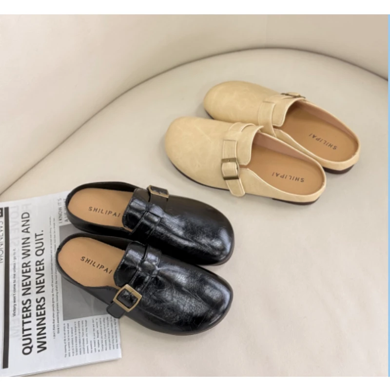 25111新款懒人复古舒适百搭包头半拖鞋仓