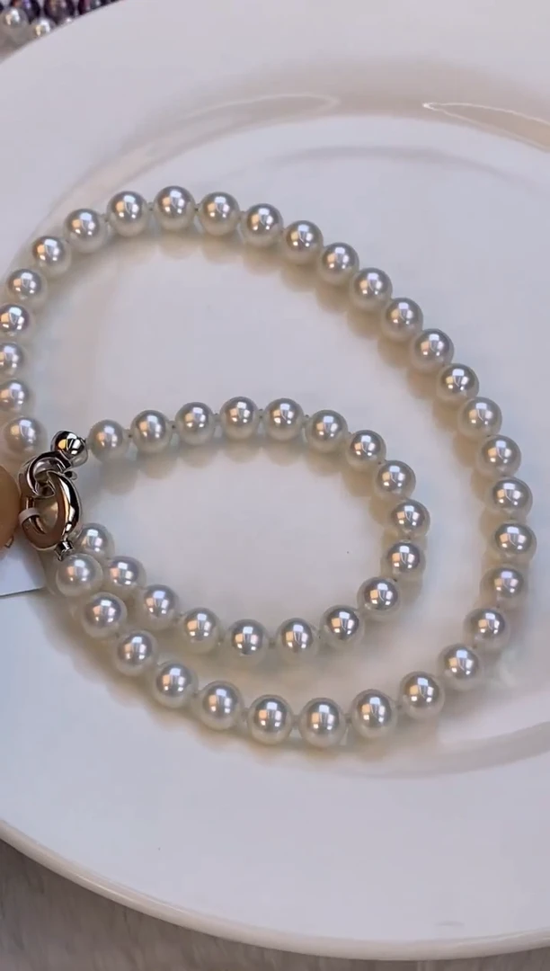 项链银S925镶嵌淡水珍珠8