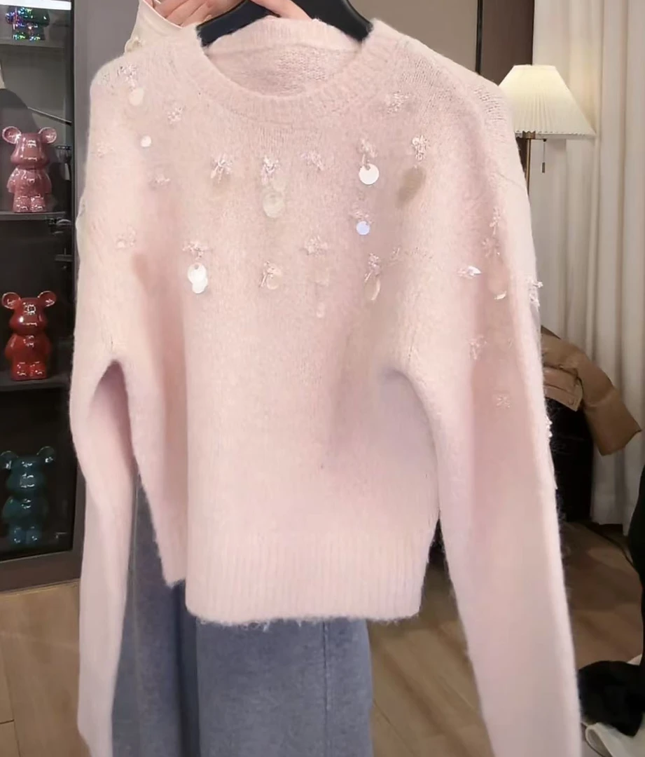 【YANYAN】秋冬新款纯色珠片毛衣长袖YY-7583