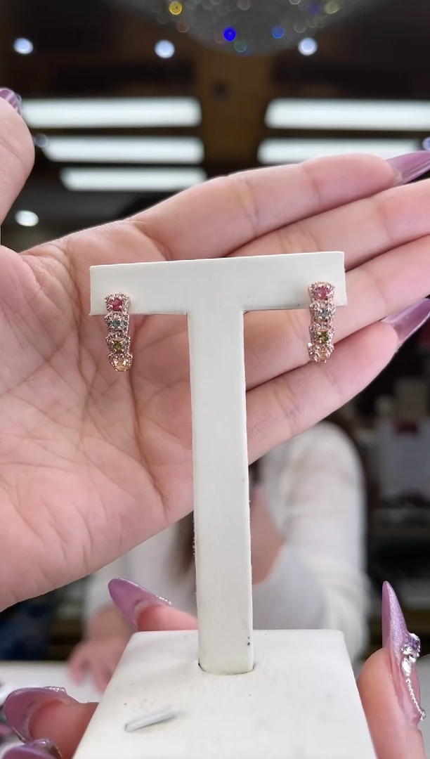 【闪购商品】碧玺/银S925镶嵌碧玺耳扣4多样性发货