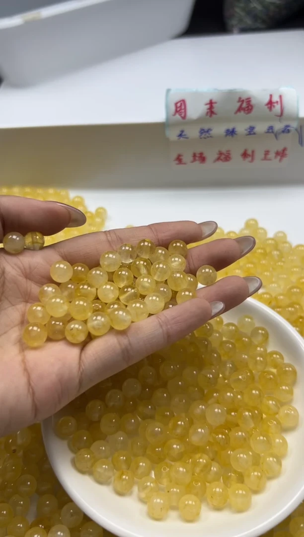 未镶嵌颈饰碧玺w1793金丝雀碧玺8mm*30颗