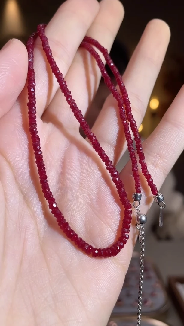 银S925镶嵌颈饰红宝石颈饰