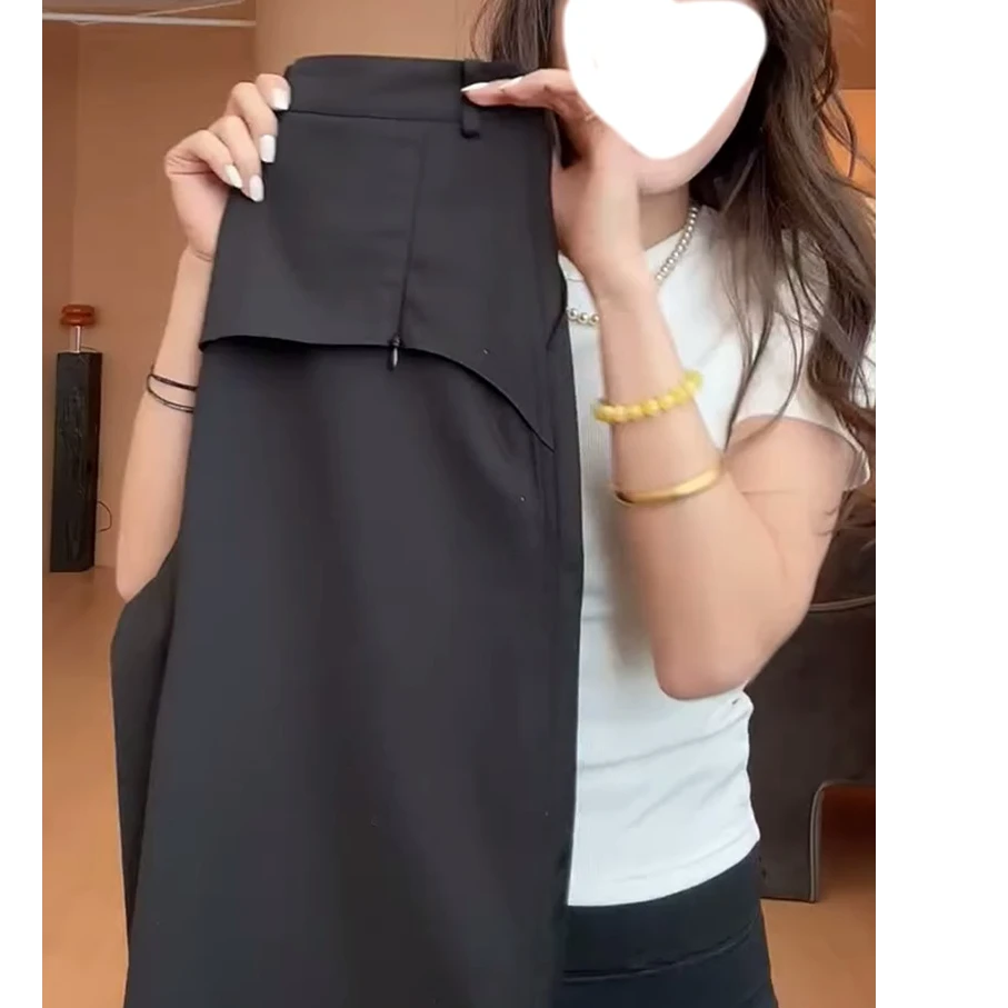 韩系时尚设计感高腰显瘦直筒裤女2025年秋新款百搭休闲阔腿长裤子