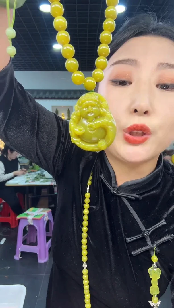 【闪购商品】岫玉颈饰未镶嵌妈妈链财神爷一套