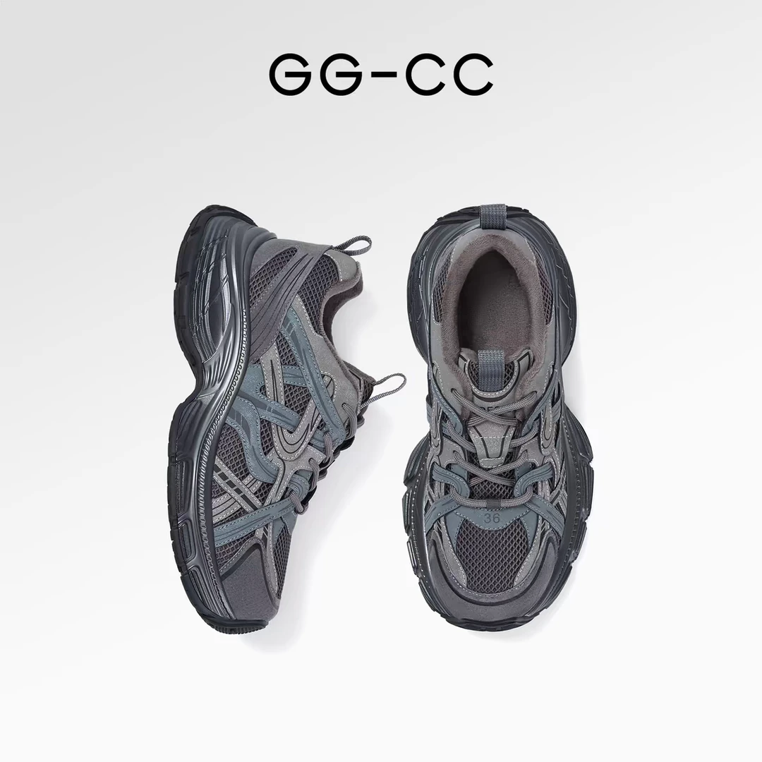 GGCC2024年秋季新款百搭潮感真皮老爹鞋女运动休闲鞋G24Y8641BR
