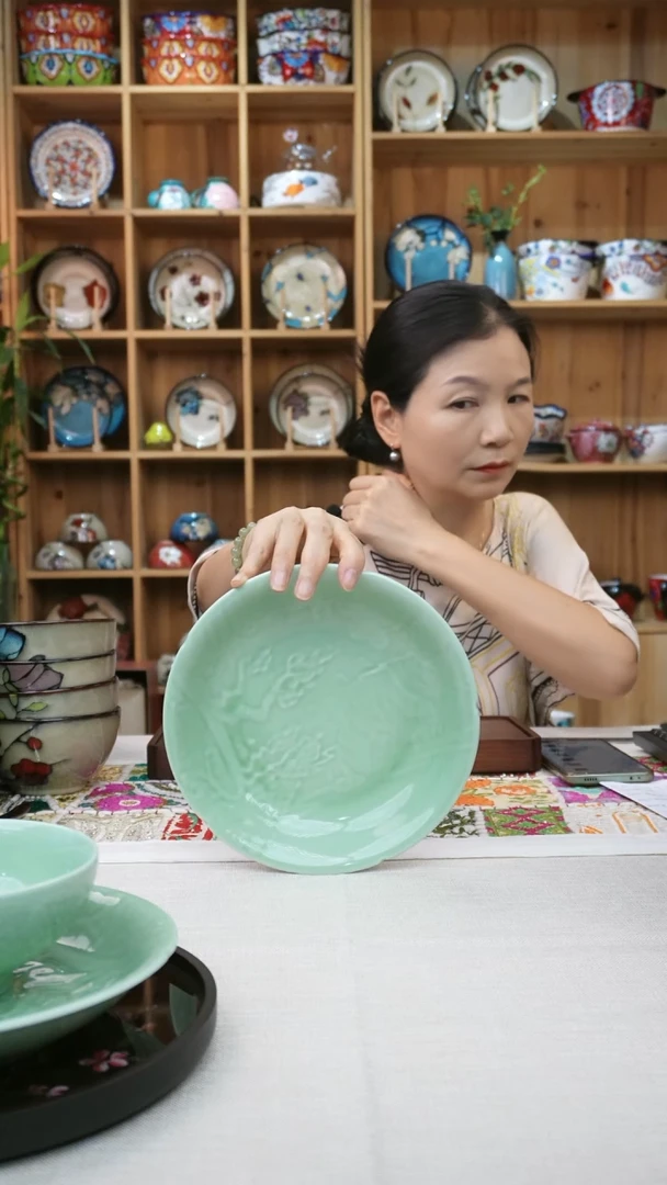 瓷片小可陶瓷高温餐具一组4个深盘