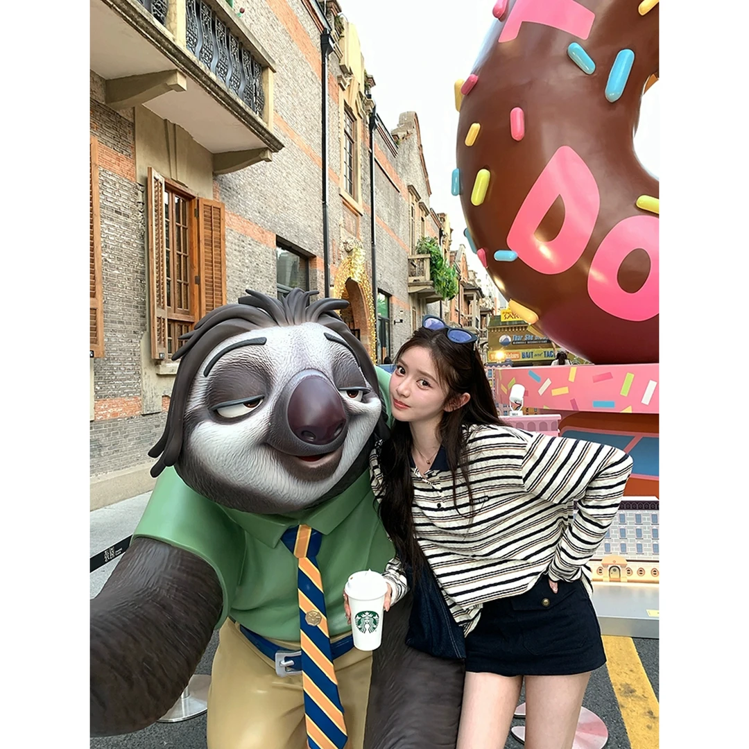 韩系休闲少年感 复古条纹polo长袖Q 9381#