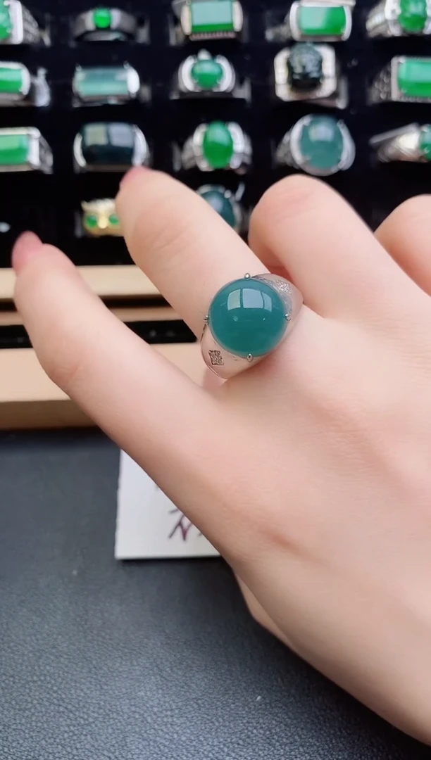 翡翠戒指银S925镶嵌212121