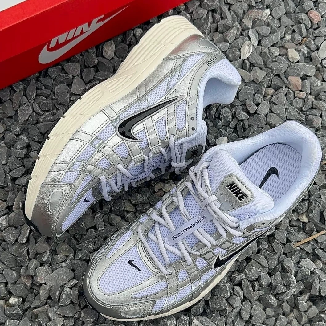 Nike P-6000 舒适轻盈轻便减震透气低帮休闲跑步鞋男女同款银色