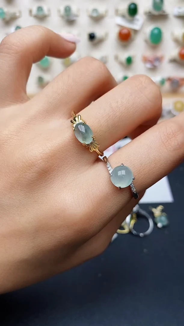 【闪购商品】翡翠戒指银S925镶嵌缅甸翡翠