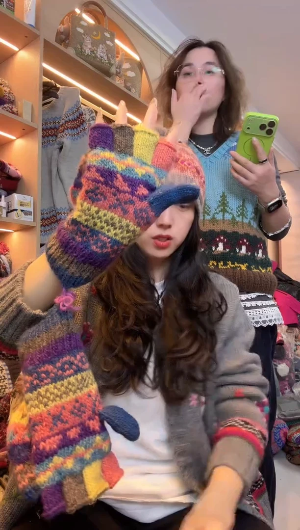 羊毛百羊毛五指手套