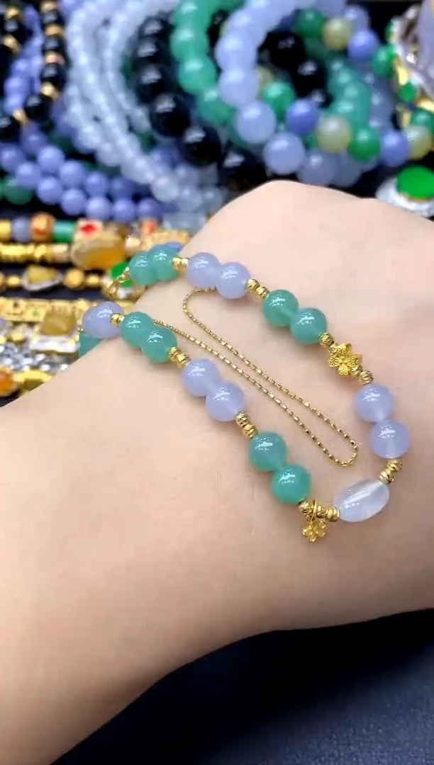 18K金镶嵌手链翡翠110-中国好珍宝