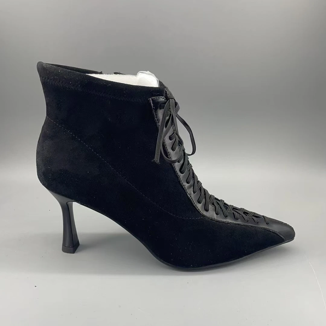 097套筒工装靴冬高跟短靴时尚百搭女靴时装靴尖头秋冬靴子冬季