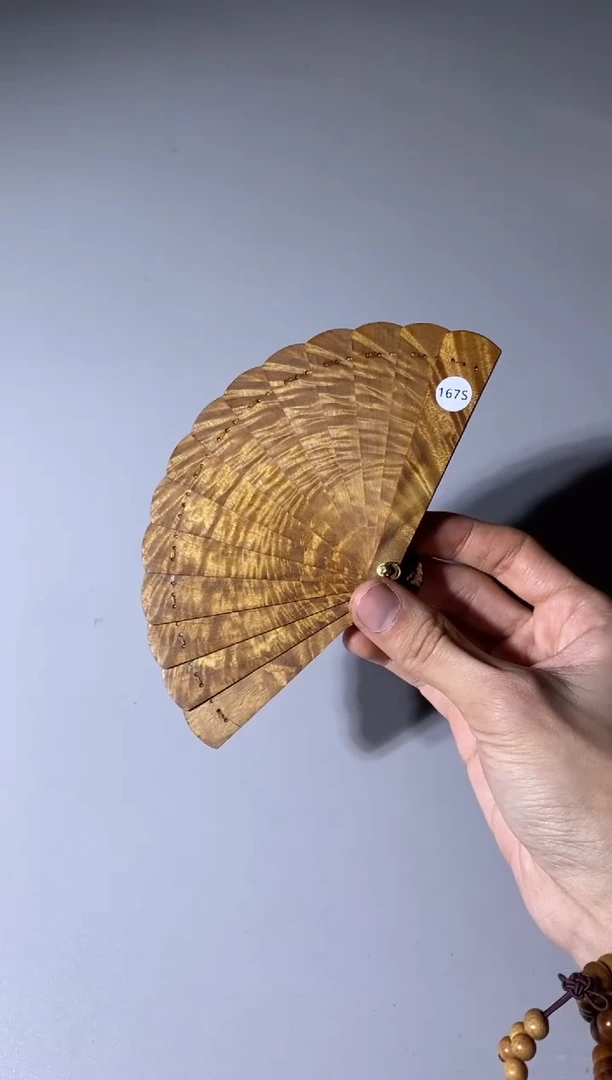 【闪购商品】金丝楠木雕167号10cm金丝楠迷你扇