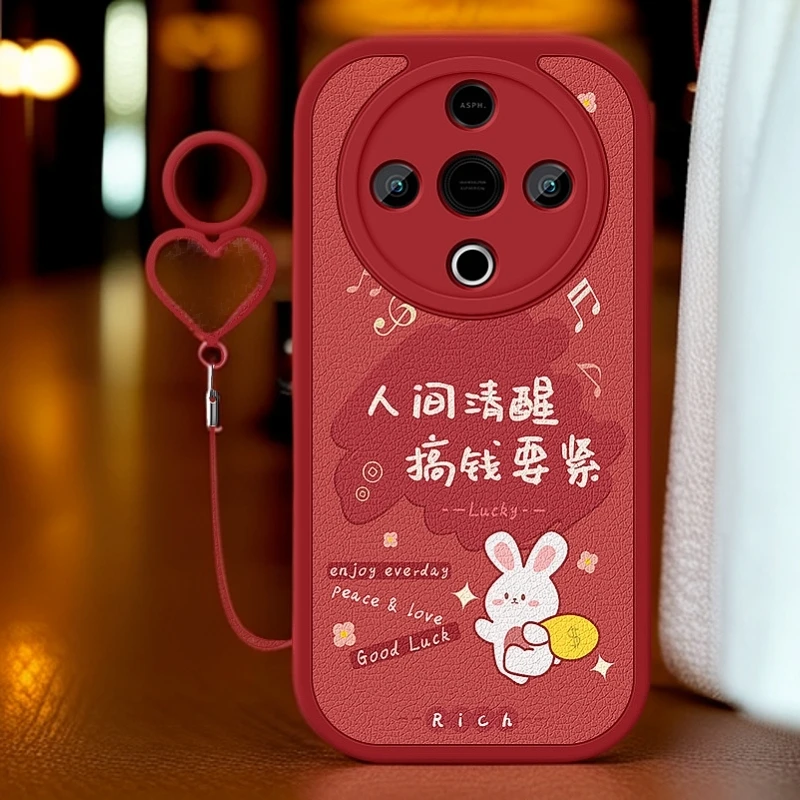 适用于Y300PRO手机壳全包防摔Y300祝福文字卡通小羊皮保护套