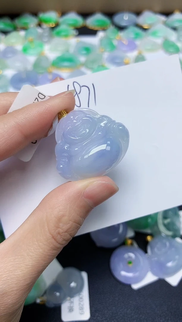 翡翠18K金镶嵌颈饰 天然缅甸翡翠A货