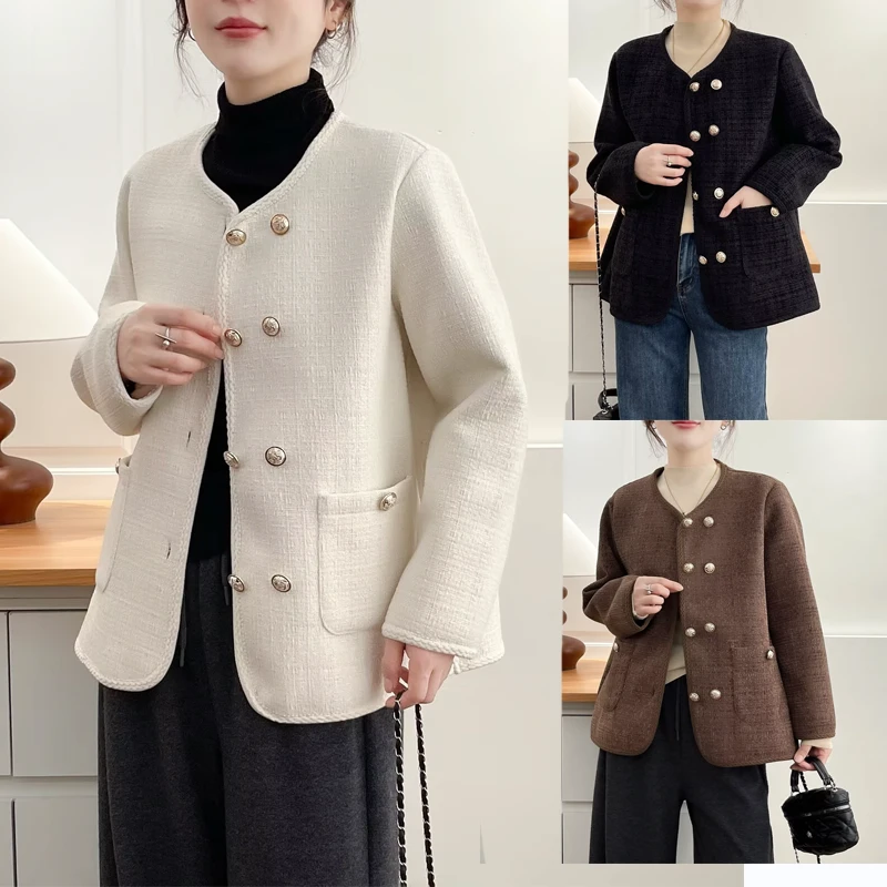 大码宽松女装气质显瘦小香风洋气上衣百搭休闲秋冬时尚短外套-315