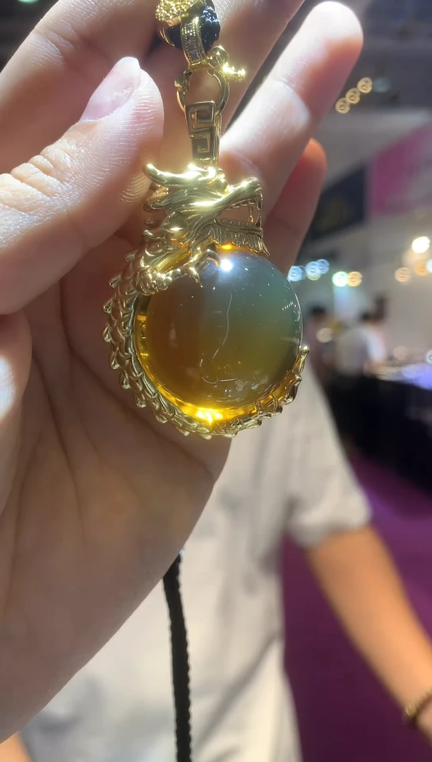 琥珀颈饰银S925镶嵌多米矿工严选