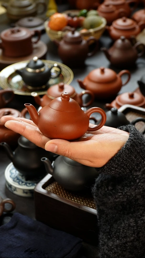 茶壶紫砂含铁量高的朱泥梨80cc