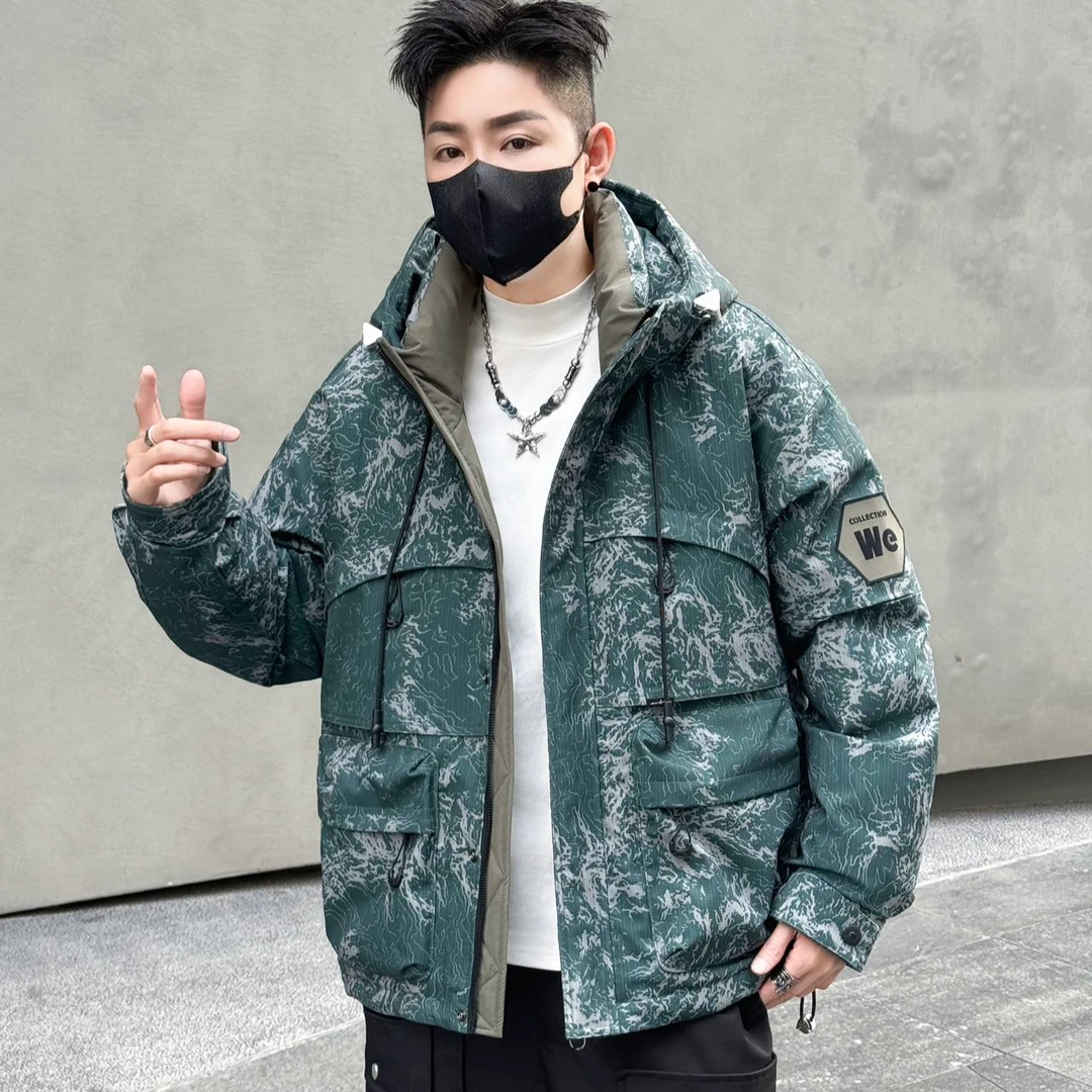 【辉哥】8811-男士时尚休闲连帽宽松迷彩冬季保暖加厚百搭外套