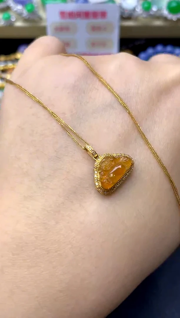 颈饰18K金镶嵌翡翠308-中国好珍宝