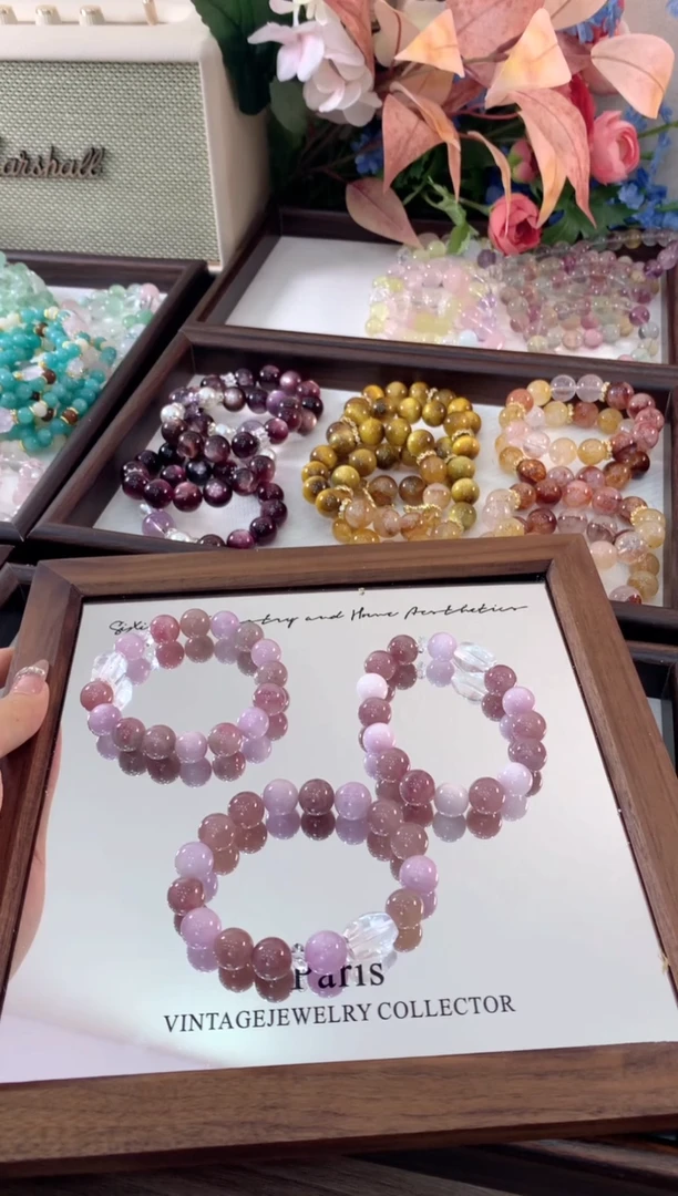 未镶嵌手链水晶紫锂辉马粉六棱柱 D-J023-18