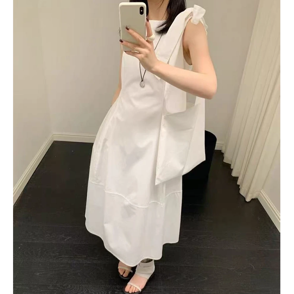 SS25521    韩国单无袖花苞棉质挎包连衣裙