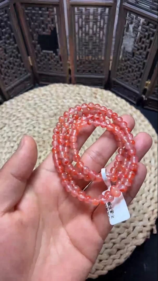 未镶嵌多圈南红玛瑙干掌冰飘花多圈6mm