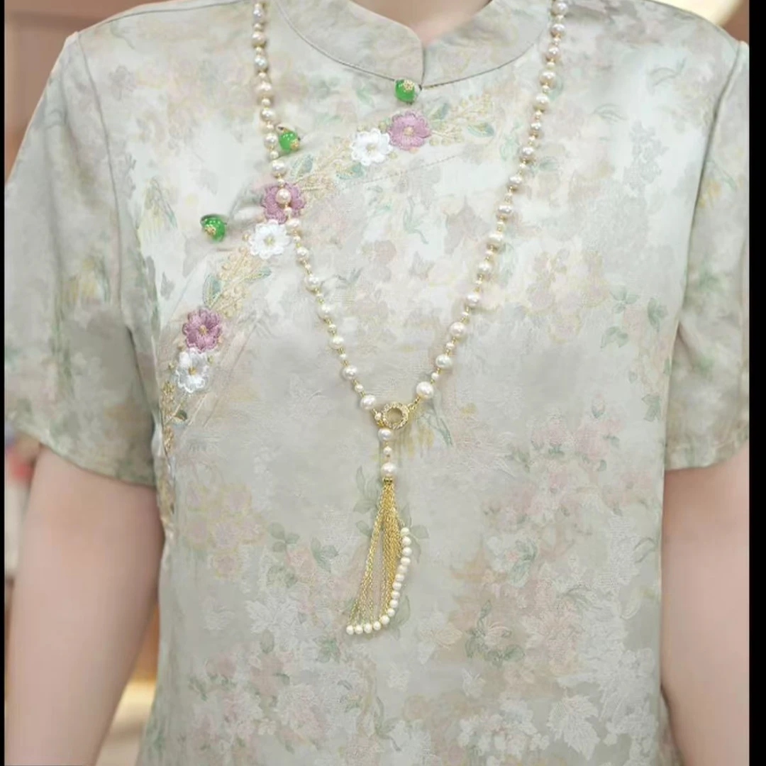 【绣禾】设计师短袖重磅提花T恤新中式夏季日常改良正肩短袖0199