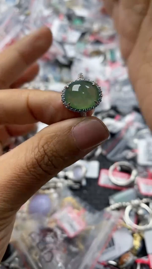 银S925镶嵌戒指翡翠13            10