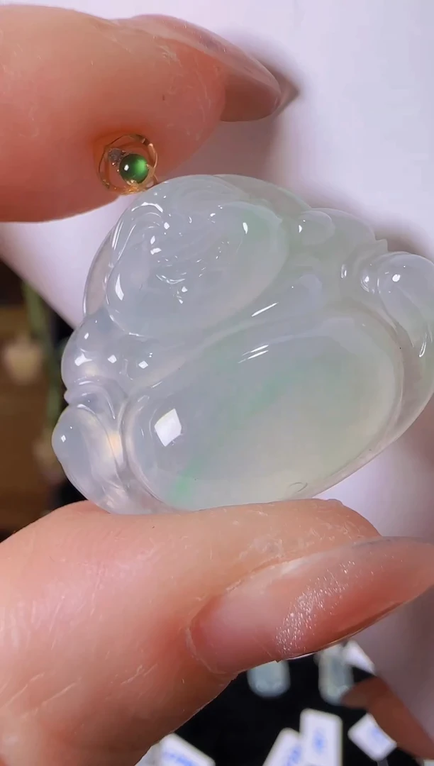 【闪购商品】翡翠吊坠(不含链)18K金镶嵌翡翠佛公